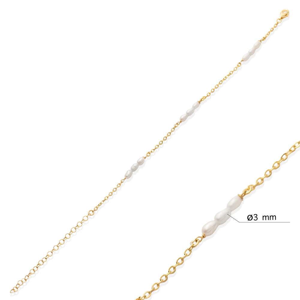 Triple Pearl Design 925 Charm Bracelet