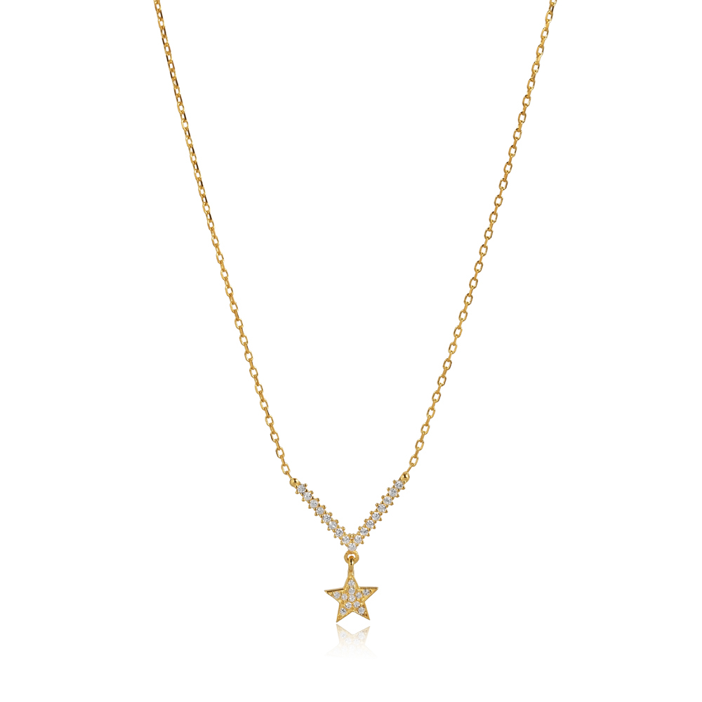 Minimal Star Design CZ Stone 925 Necklace