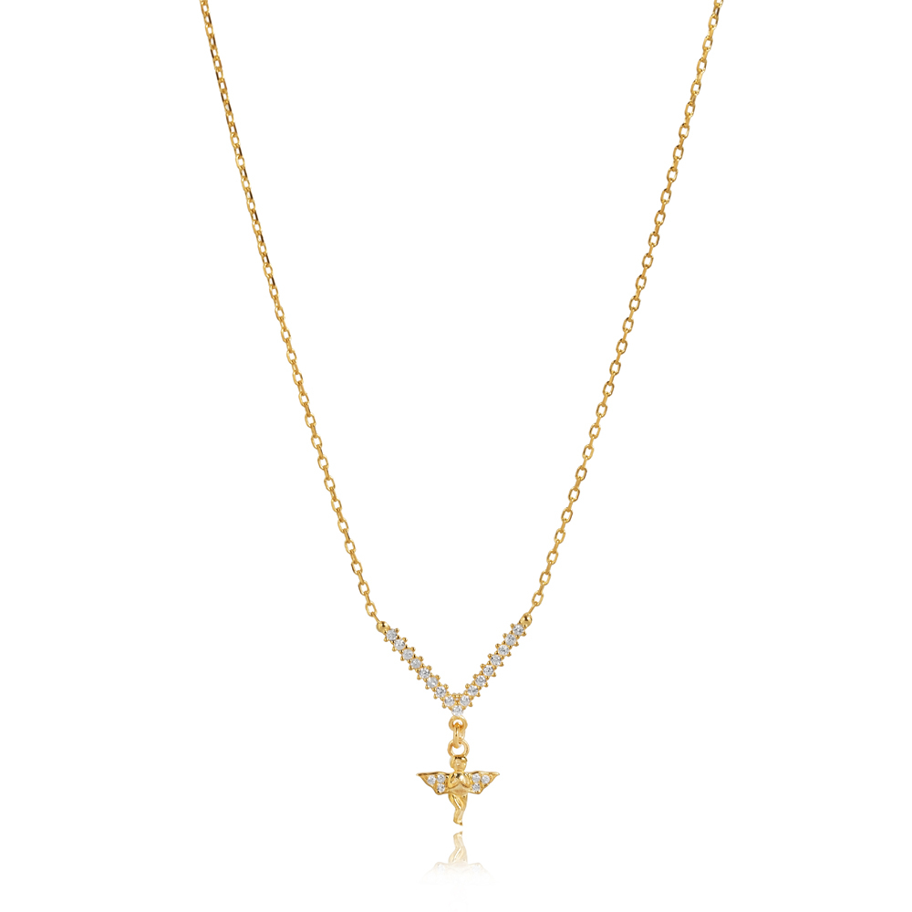 Cherub Design CZ Stone 925 Charm Necklace