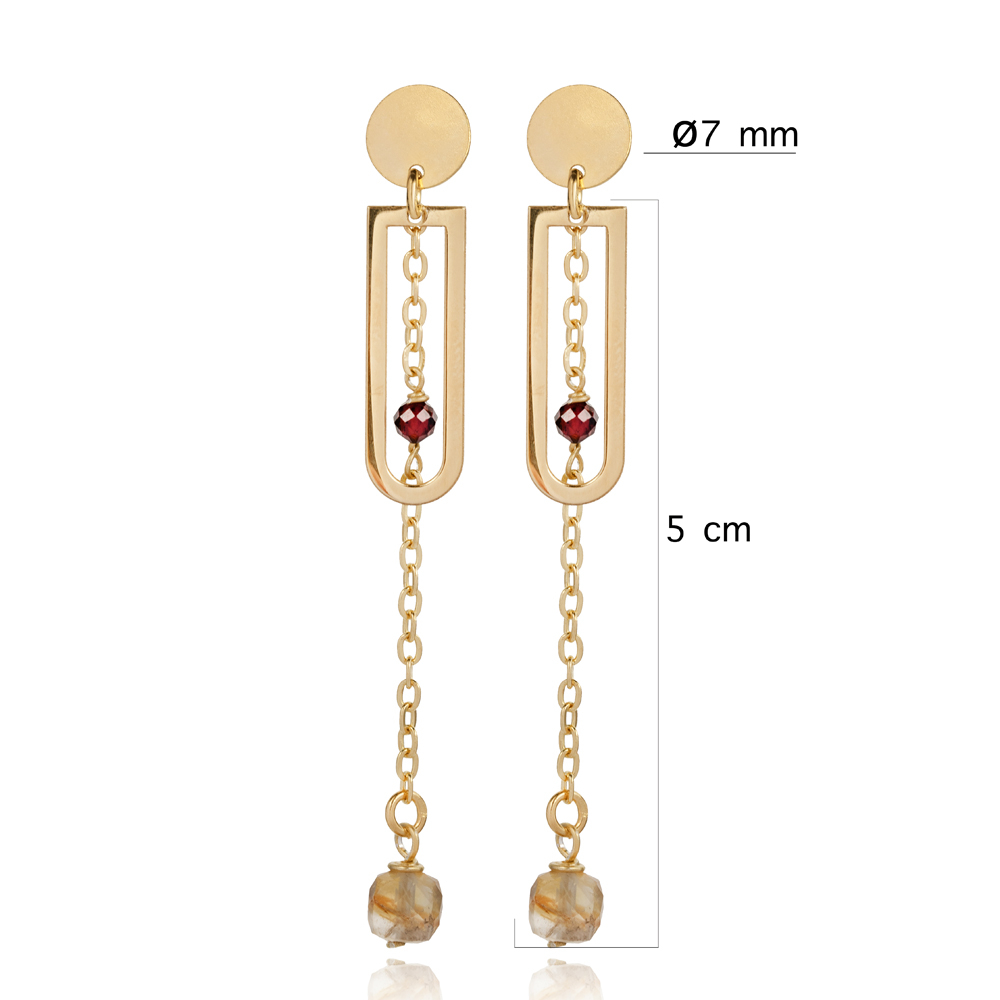 Plain Geometric Design Citrine Stone Earring