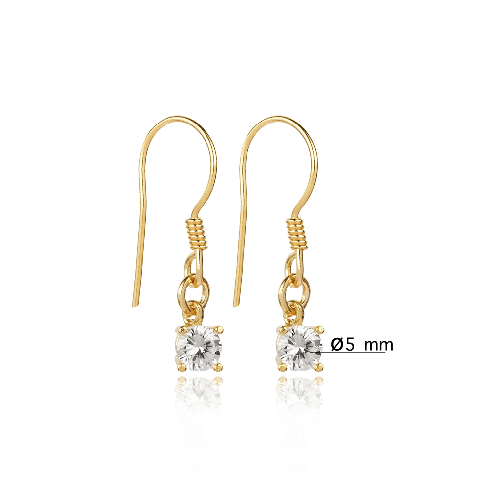 Dainty Zircon Stone Shape Hook Earrings