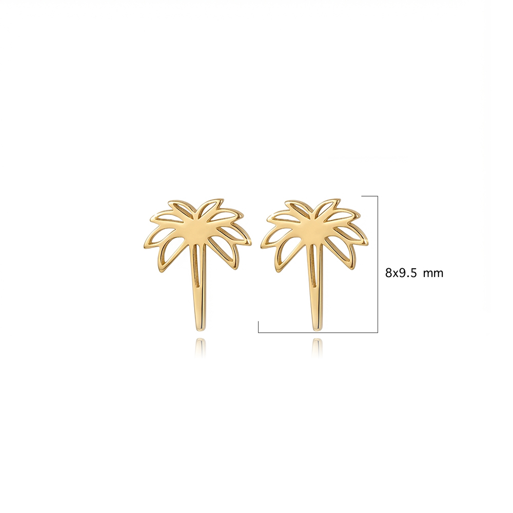 Plain Tiny Palm Tree 925 Stud Earrings