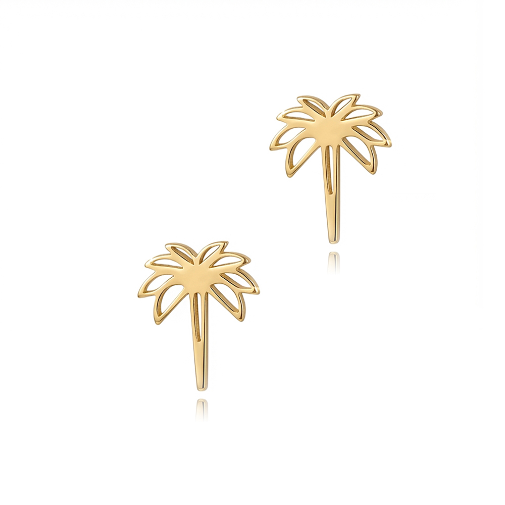 Plain Tiny Palm Tree 925 Stud Earrings