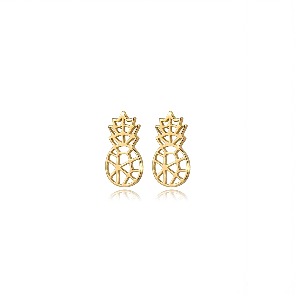 Tiny Plain Pineapple Design Stud Earrings