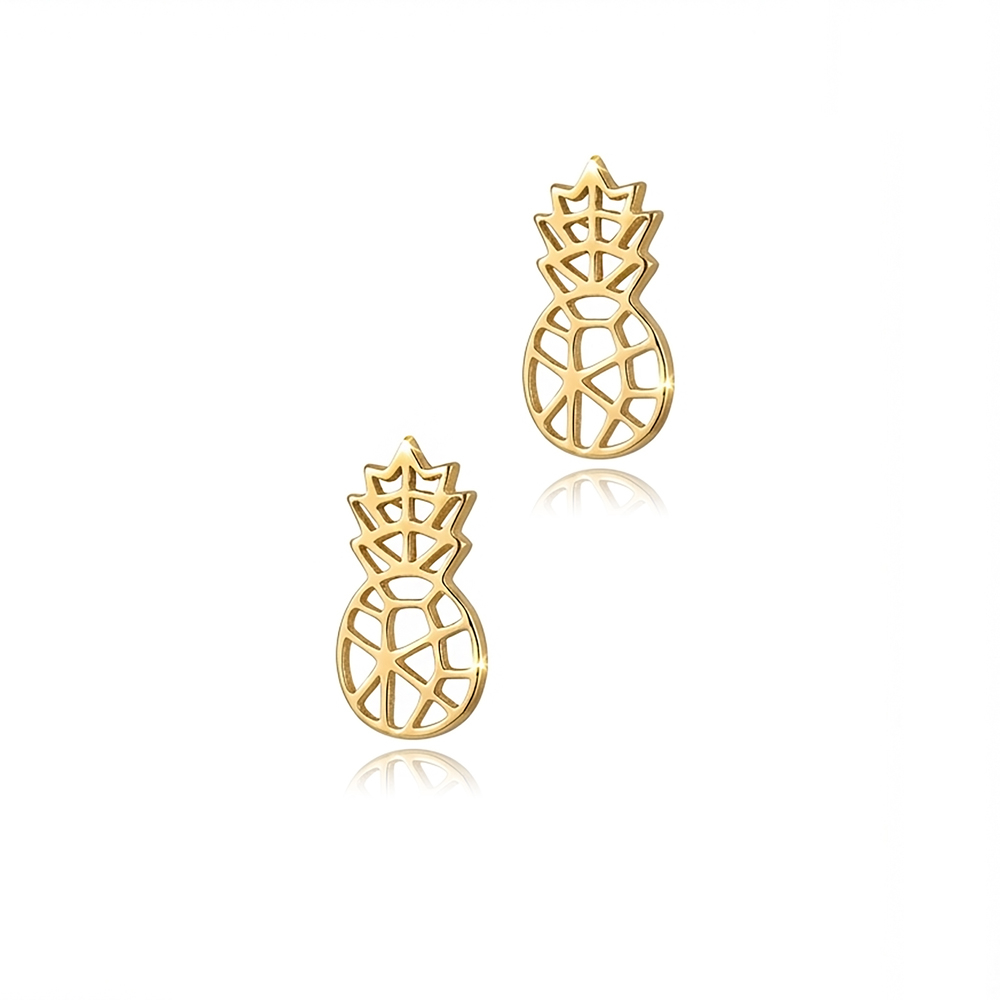 Tiny Plain Pineapple Design Stud Earrings