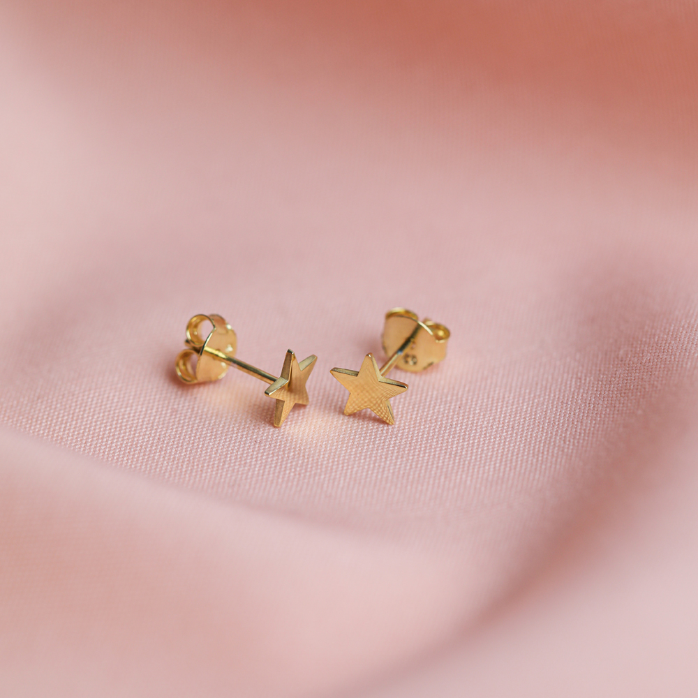 Plain Star Shape 925 Silver Stud Earrings