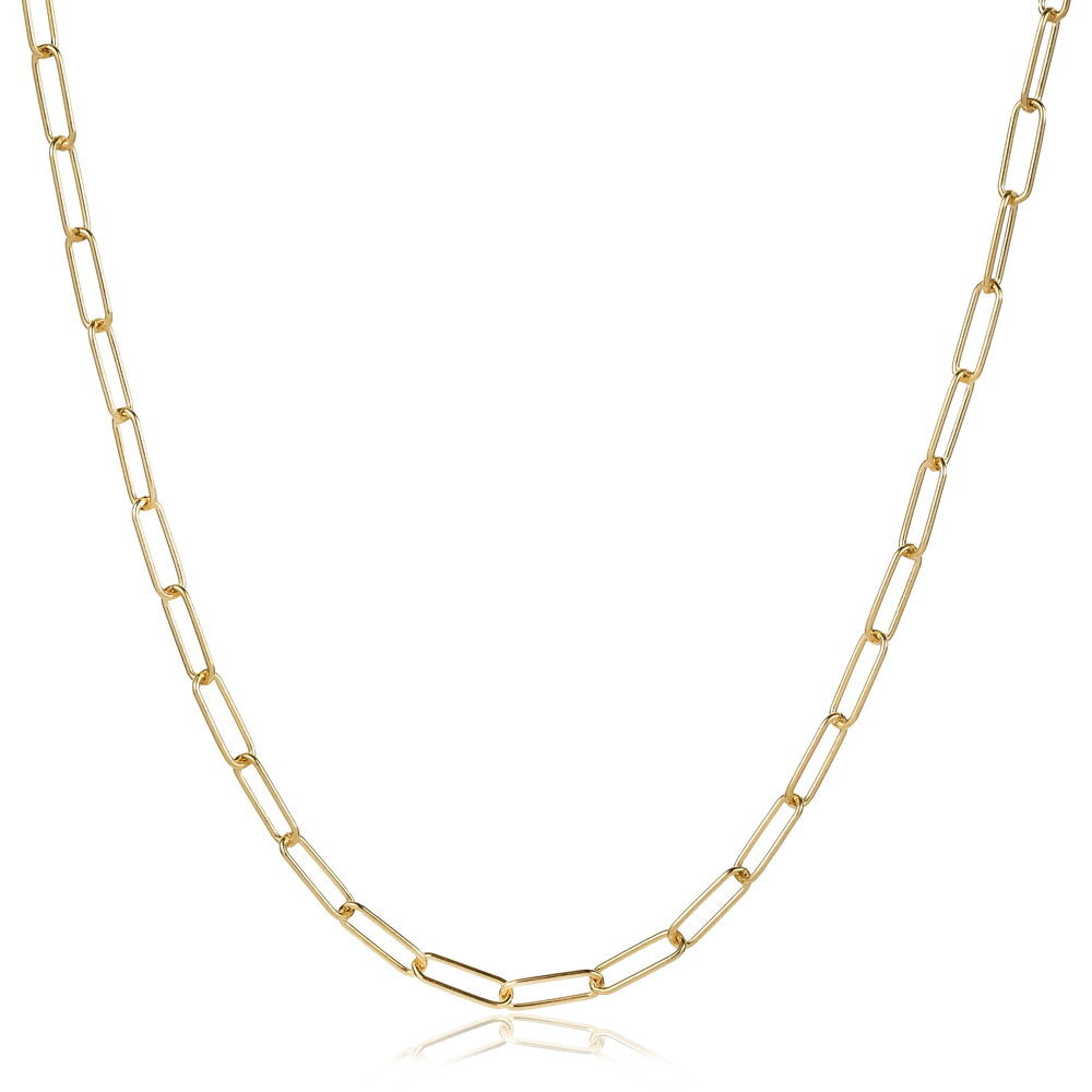 Paperclip Design 925 Silver Chain Necklace