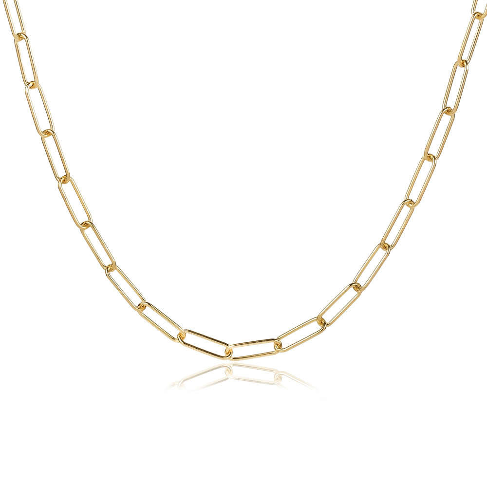 Paperclip Design 925 Silver Chain Necklace