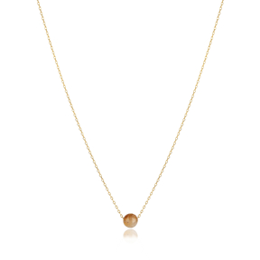 Round Citrine Stone Design Charm Necklace