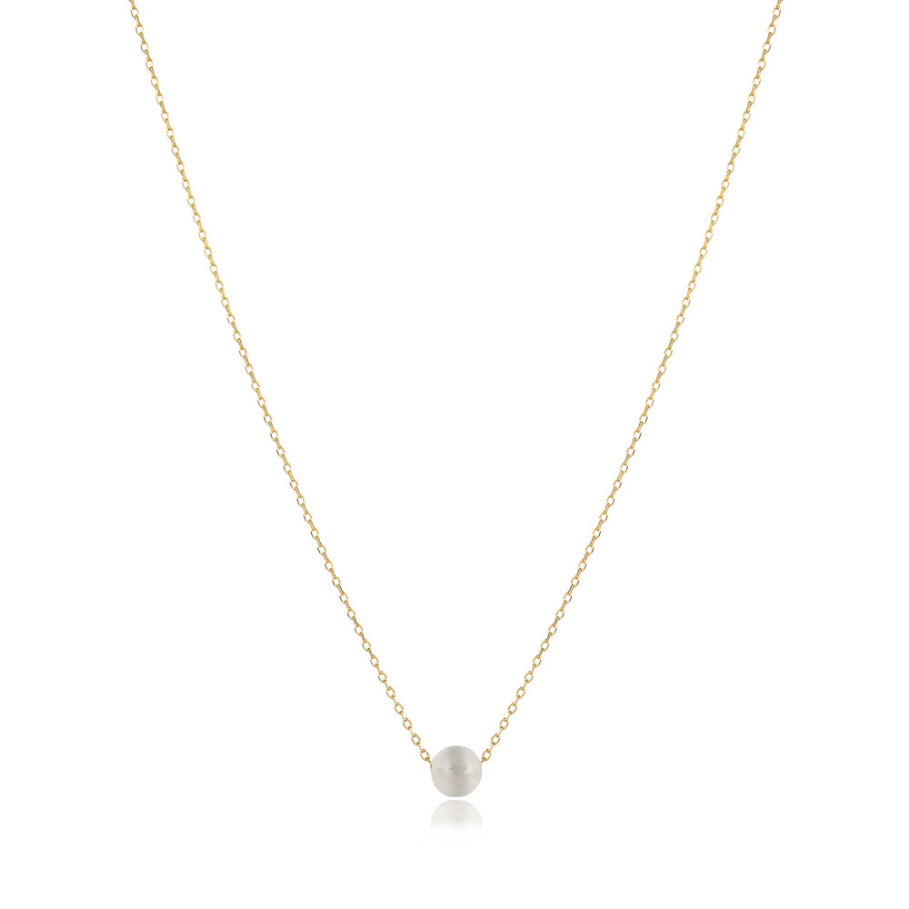 Round White Stone Design Charm Necklace