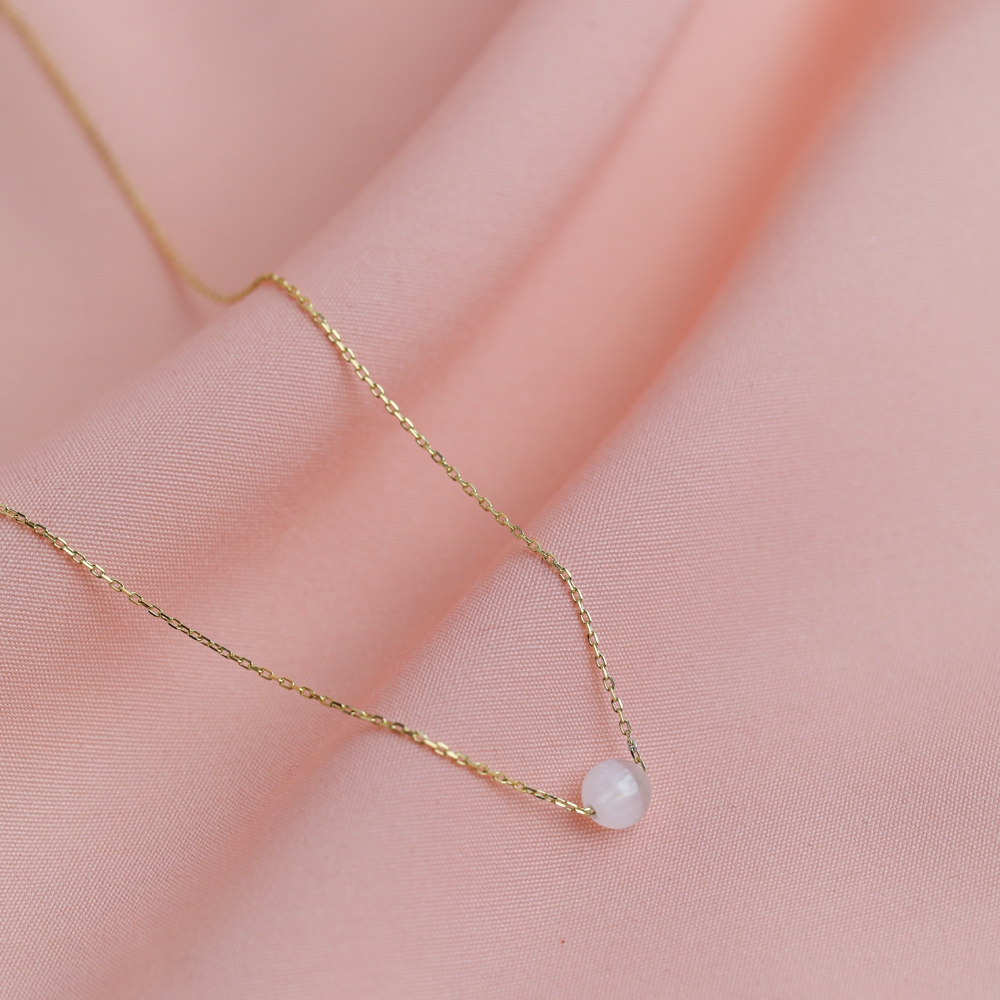 Round White Stone Design Charm Necklace
