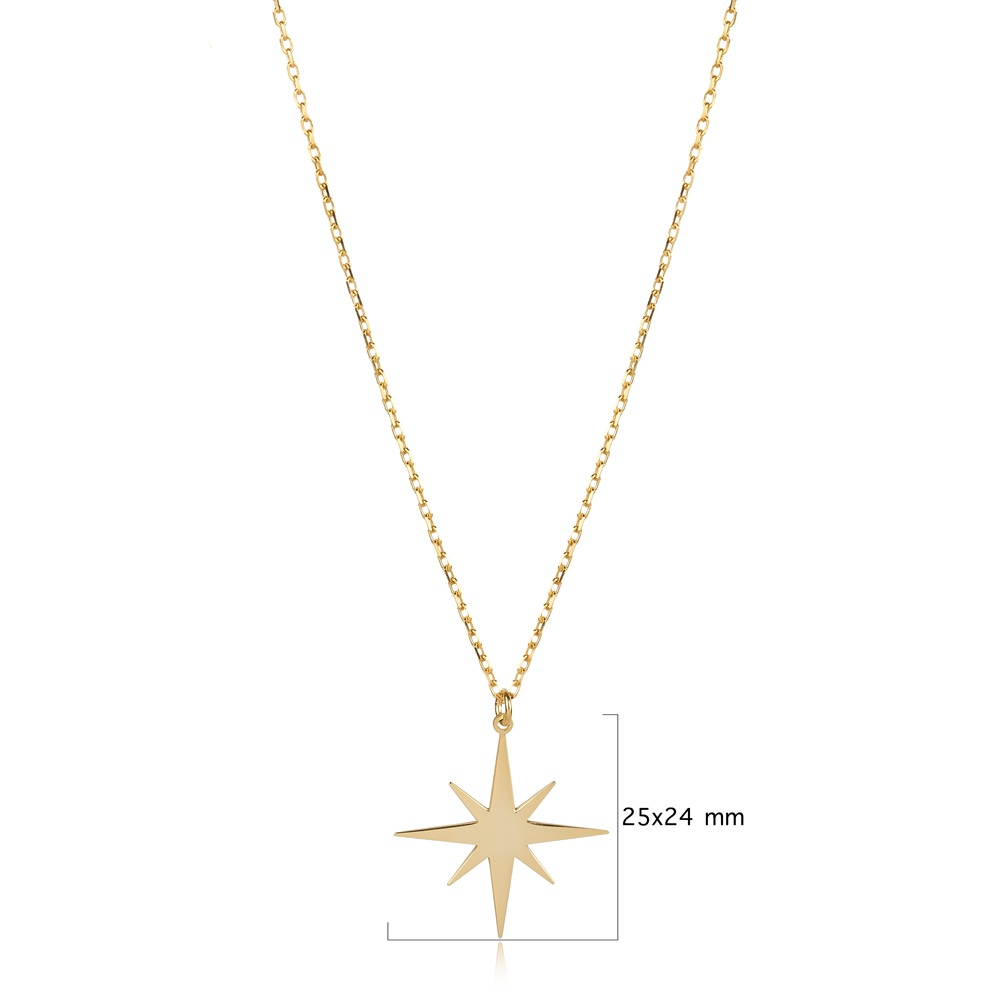 New Plain North Star Design Charm Necklace