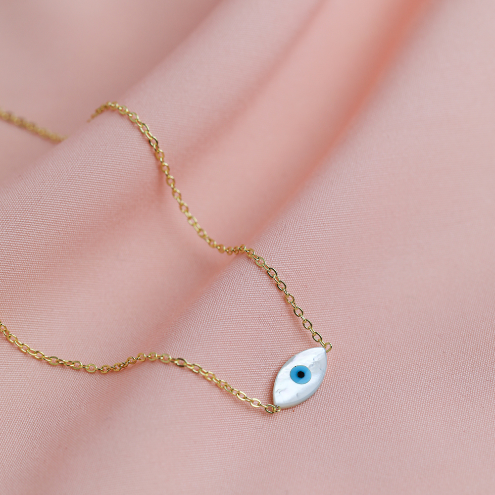 Evil Eye Mother of Pearl 925 Charm Necklace
