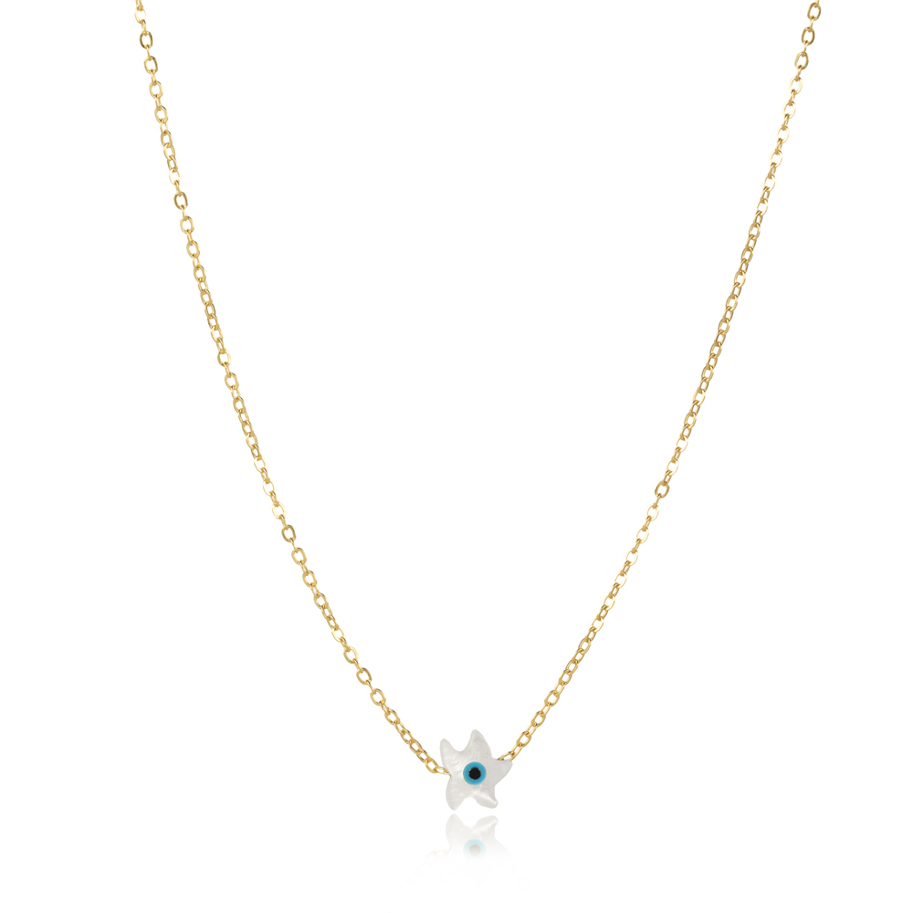 Mother of Pearl Evil Eye 925 Charm Necklace