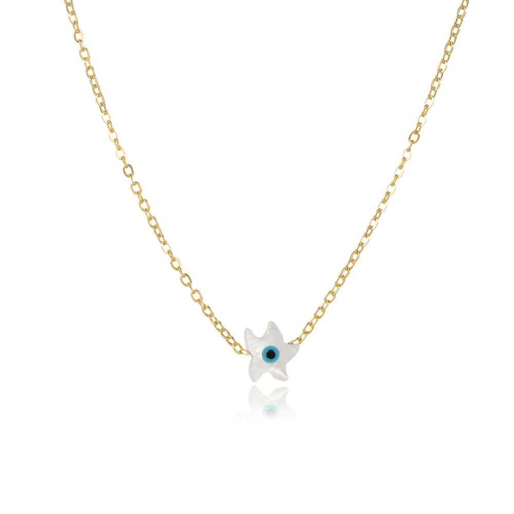 Mother of Pearl Evil Eye 925 Charm Necklace
