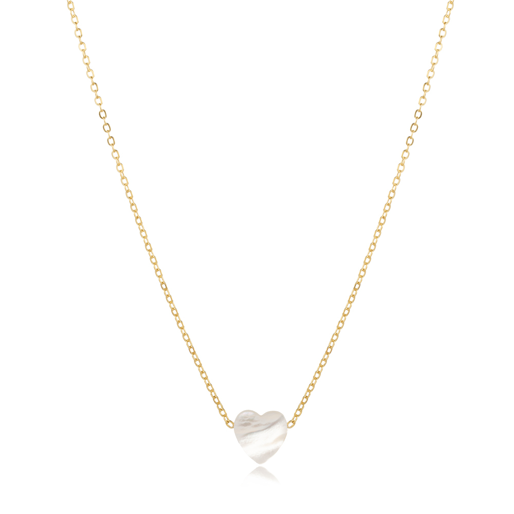 Mother of Pearl Heart Design Charm Necklace