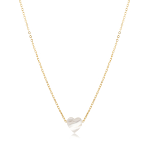 Mother of Pearl Heart Design Charm Necklace
