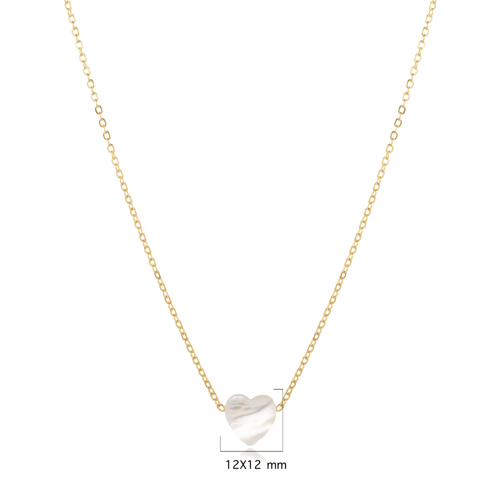 Mother of Pearl Heart Design Charm Necklace