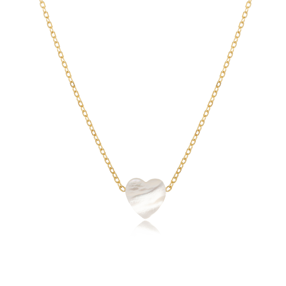 Mother of Pearl Heart Design Charm Necklace