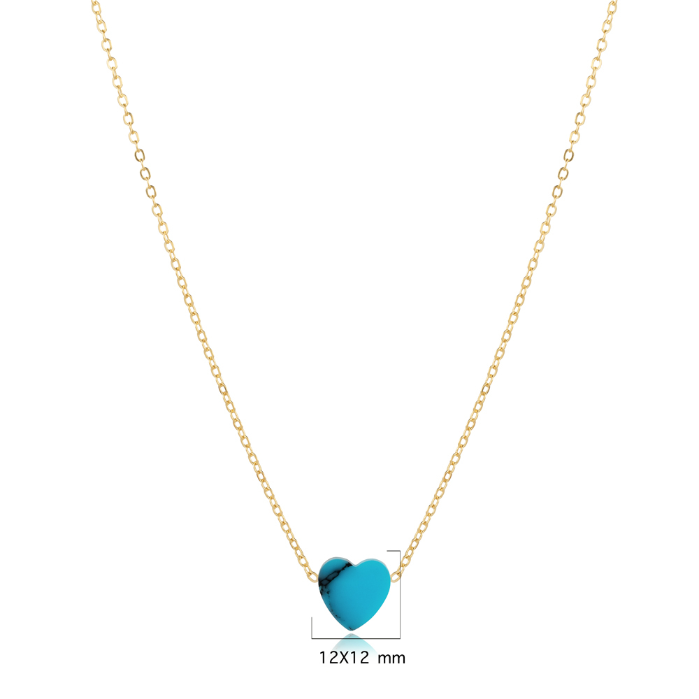 Turquoise Heart Design 925 Charm Necklace