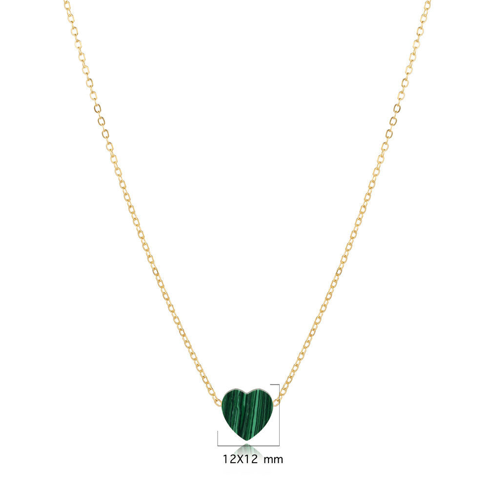 Malachite Heart Design 925 Charm Necklace