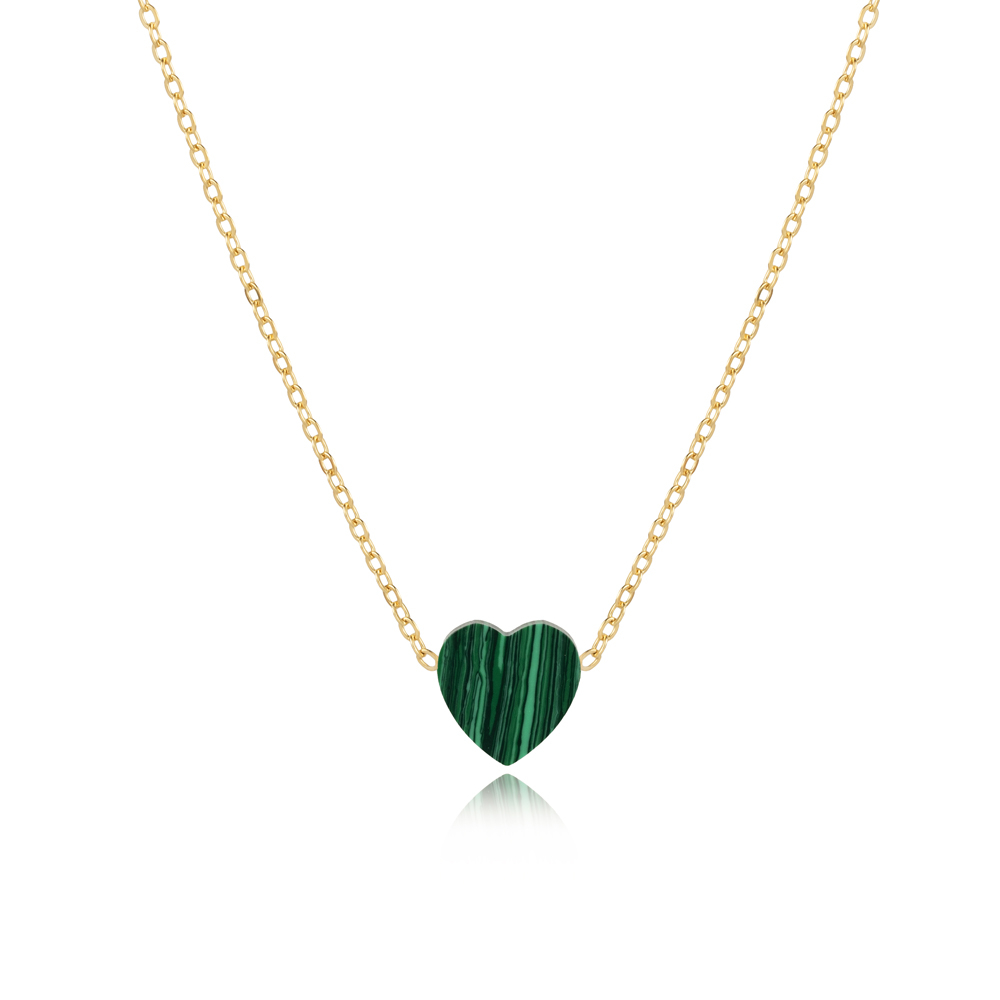 Malachite Heart Design 925 Charm Necklace