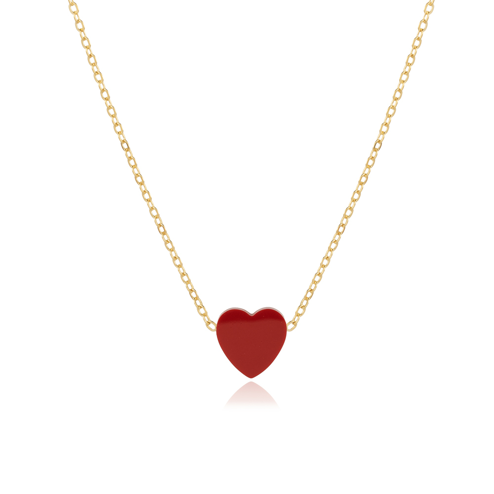 Garnet Heart Design 925 Charm Necklace