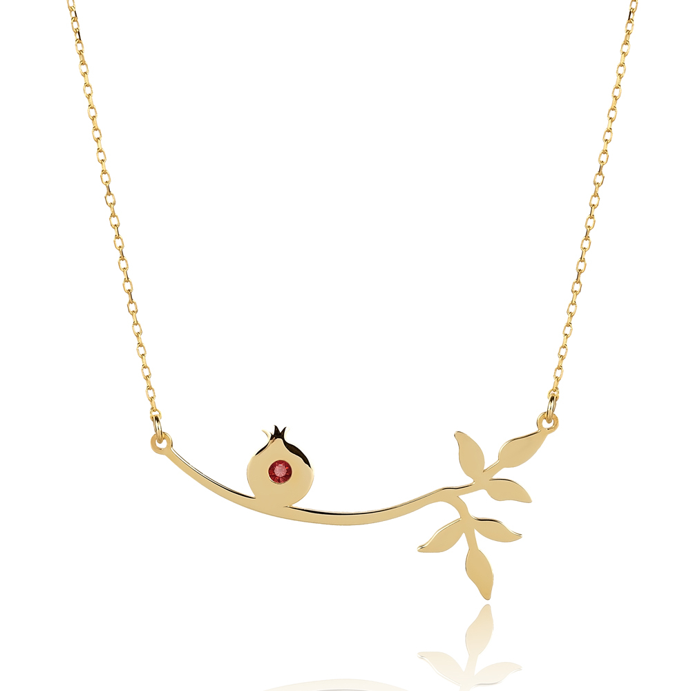 Ruby Stone Pomegranate Branch 925 Necklace