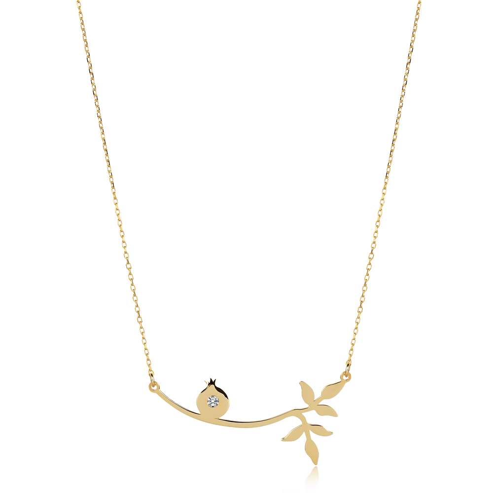 CZ Stone Pomegranate Branch 925 Necklace
