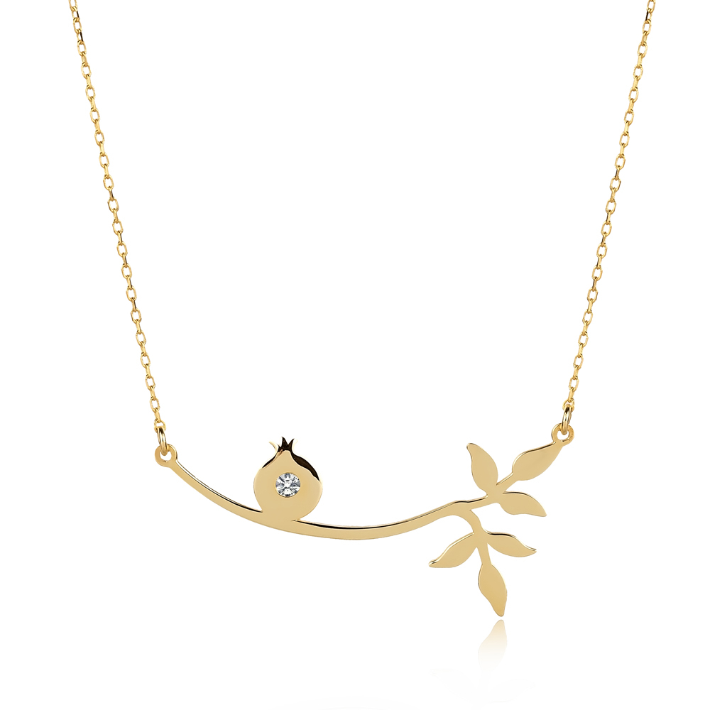 CZ Stone Pomegranate Branch 925 Necklace