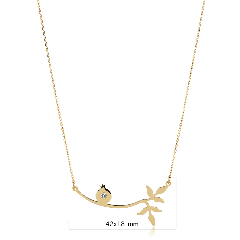 CZ Stone Pomegranate Branch 925 Necklace