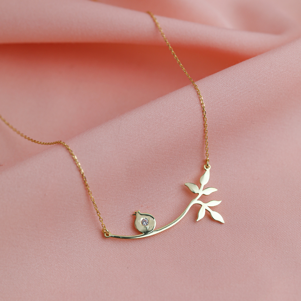 CZ Stone Pomegranate Branch 925 Necklace