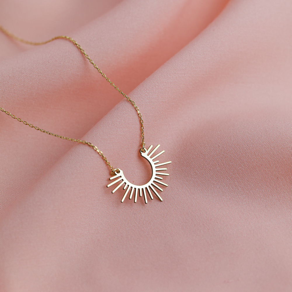 Rising Sun Motif Design 925 Charm Necklace