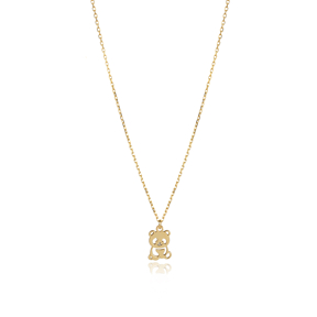 Laser Cut Plain Panda Design Charm Necklace
