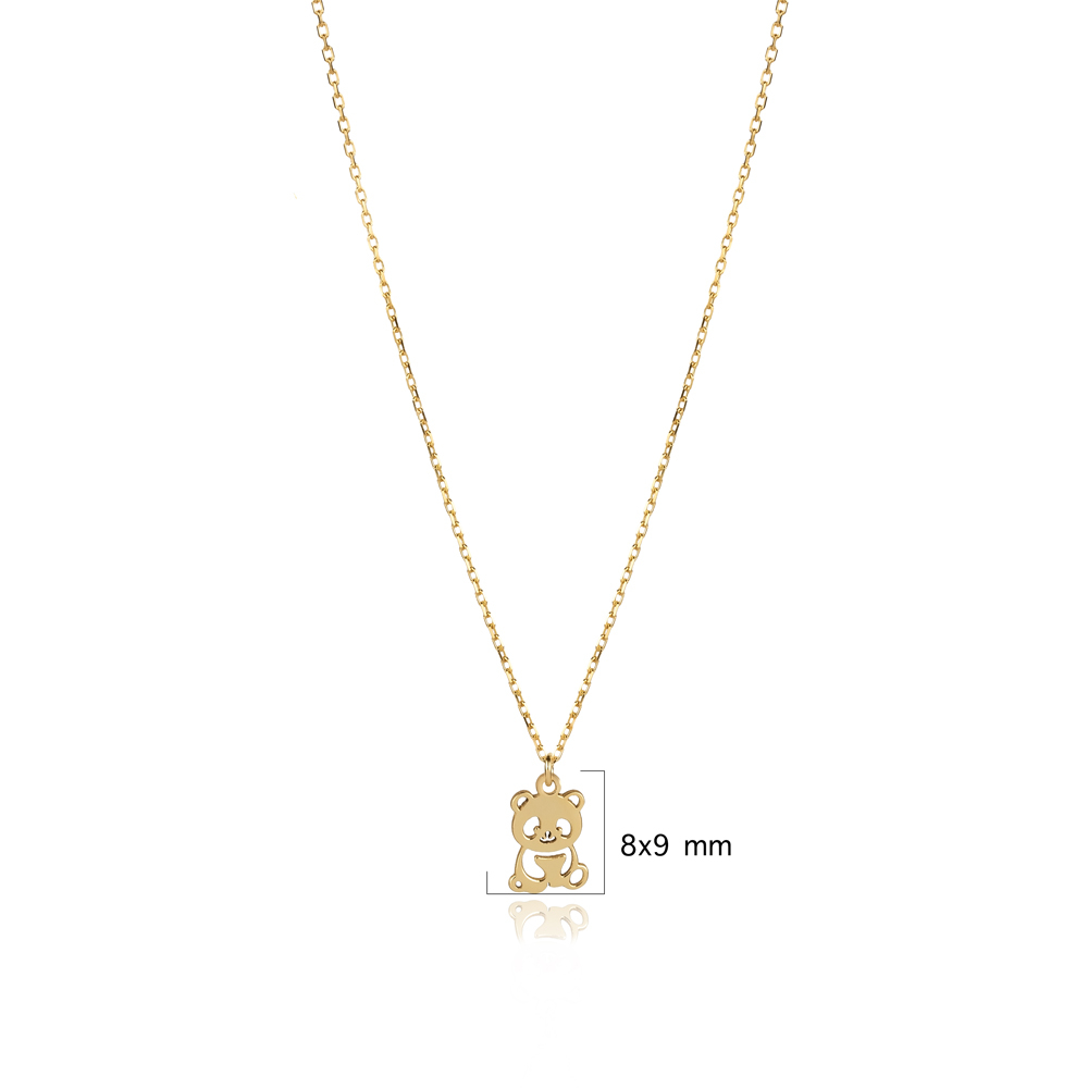 Laser Cut Plain Panda Design Charm Necklace