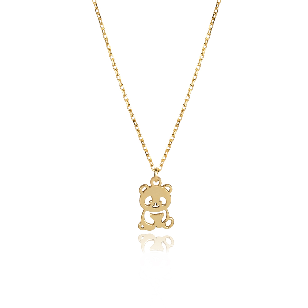 Laser Cut Plain Panda Design Charm Necklace