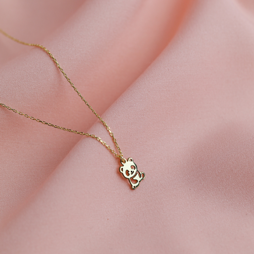 Laser Cut Plain Panda Design Charm Necklace