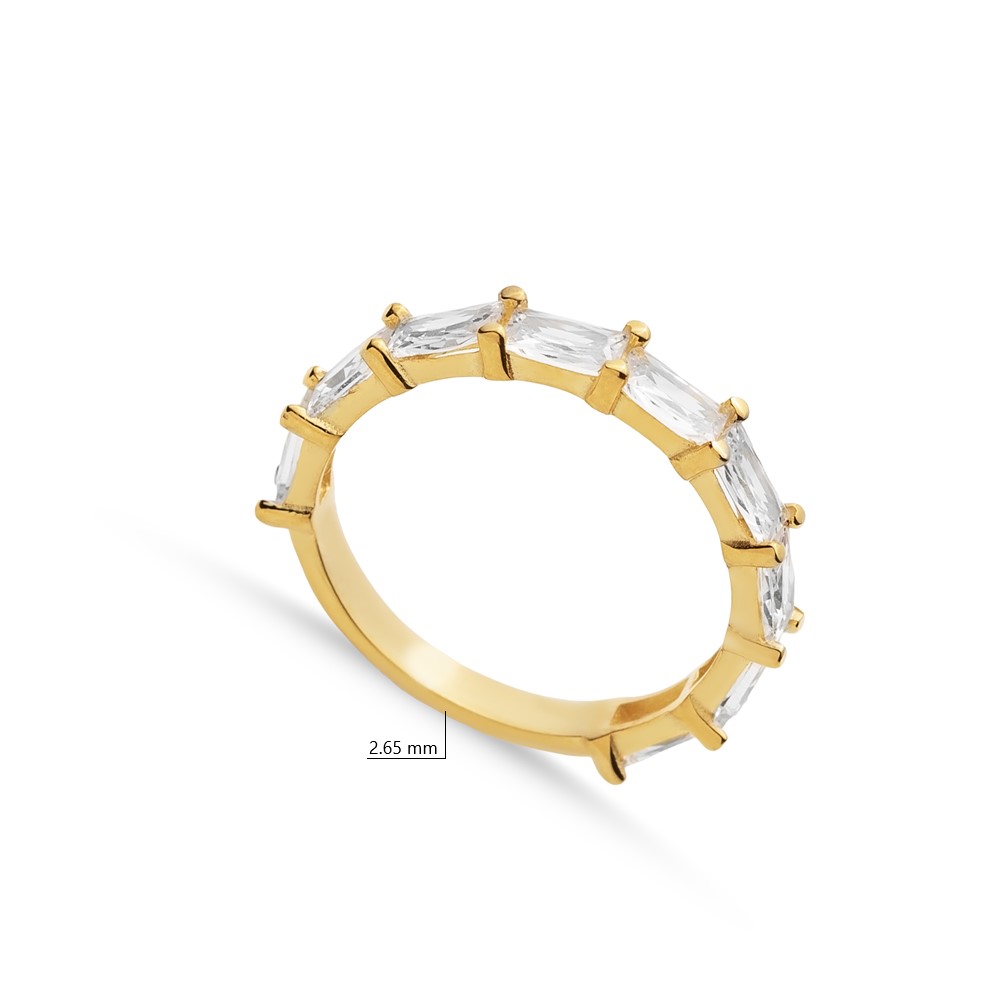 White Baguette Ring Turkish 925 Silver