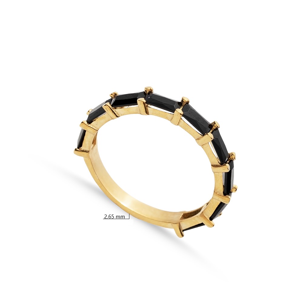 Black Baguette Ring Turkish 925 Silver