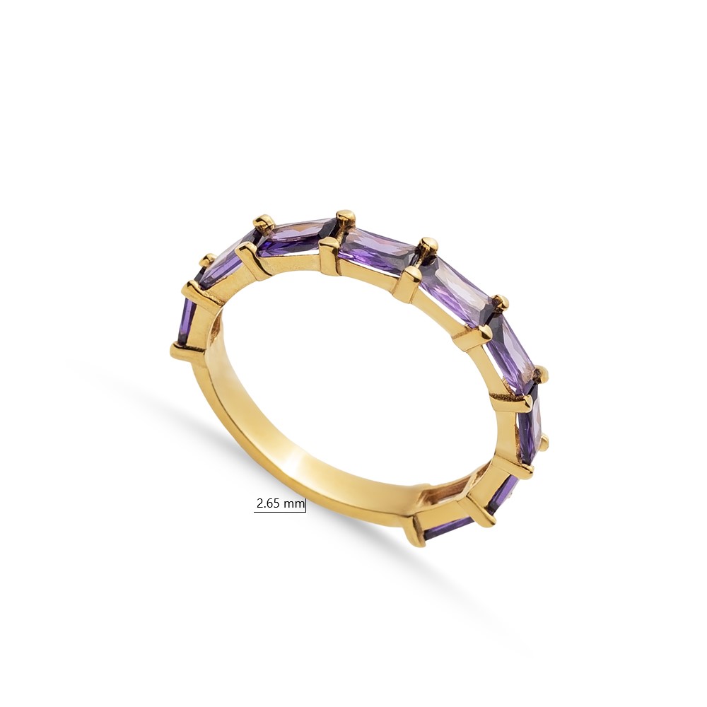 Amethyst Baguette Ring Turkish 925 Silver