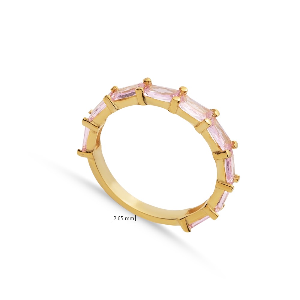 Smoke Pink Baguette Ring Turkish 925 Silver