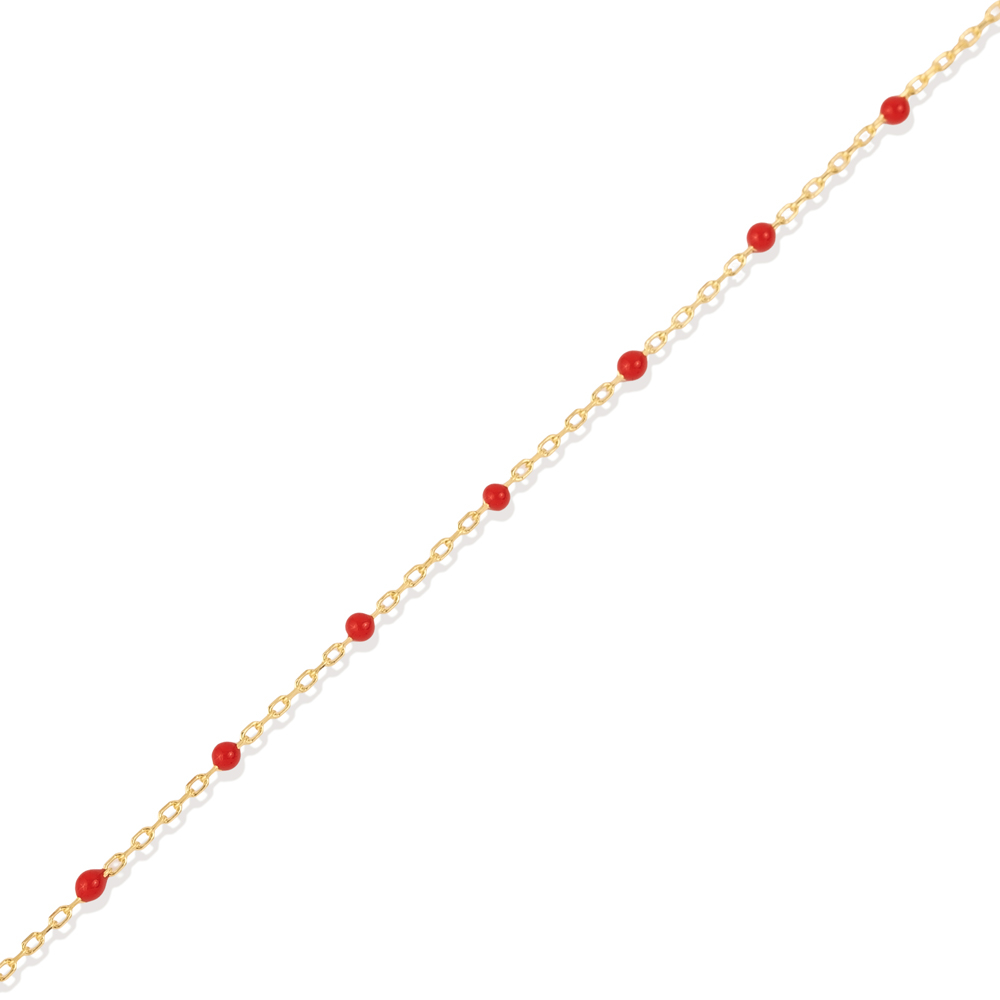 Red Color Enamel 925 Chain Bracelet