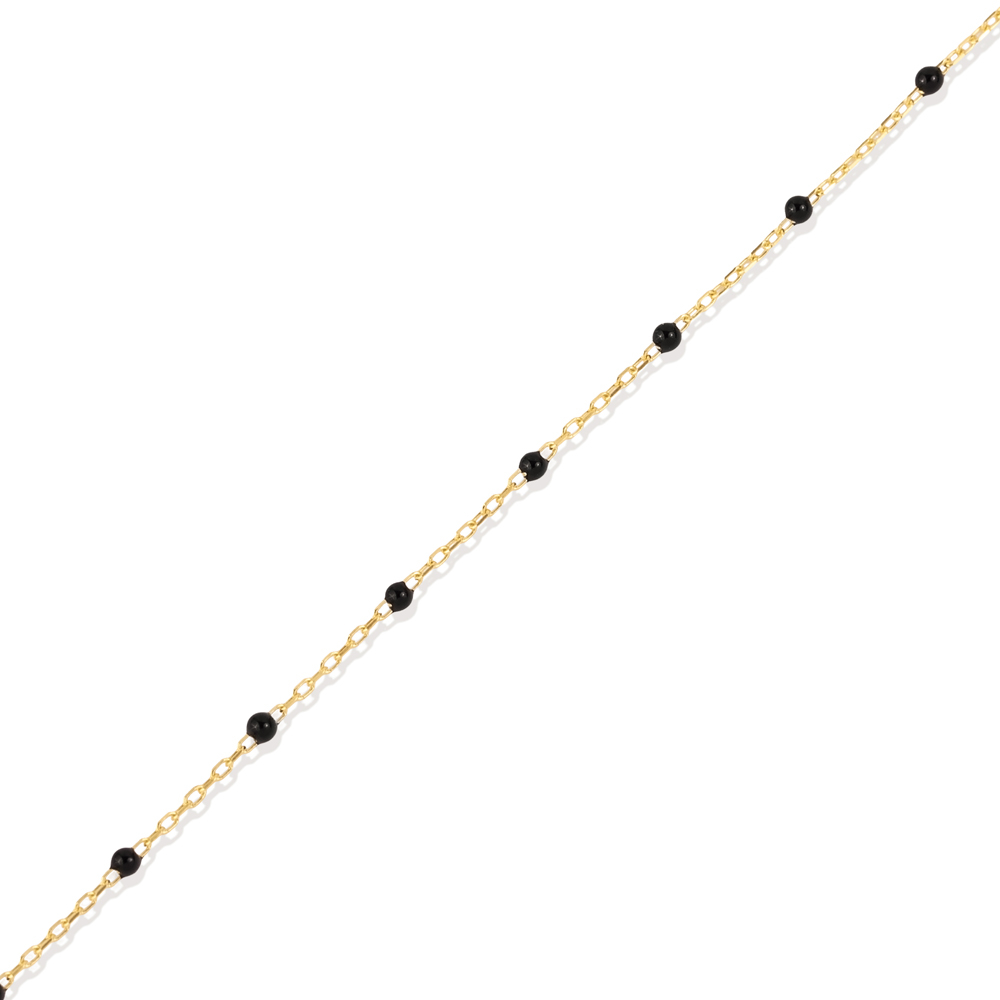 Black Color Enamel 925 Chain Bracelet