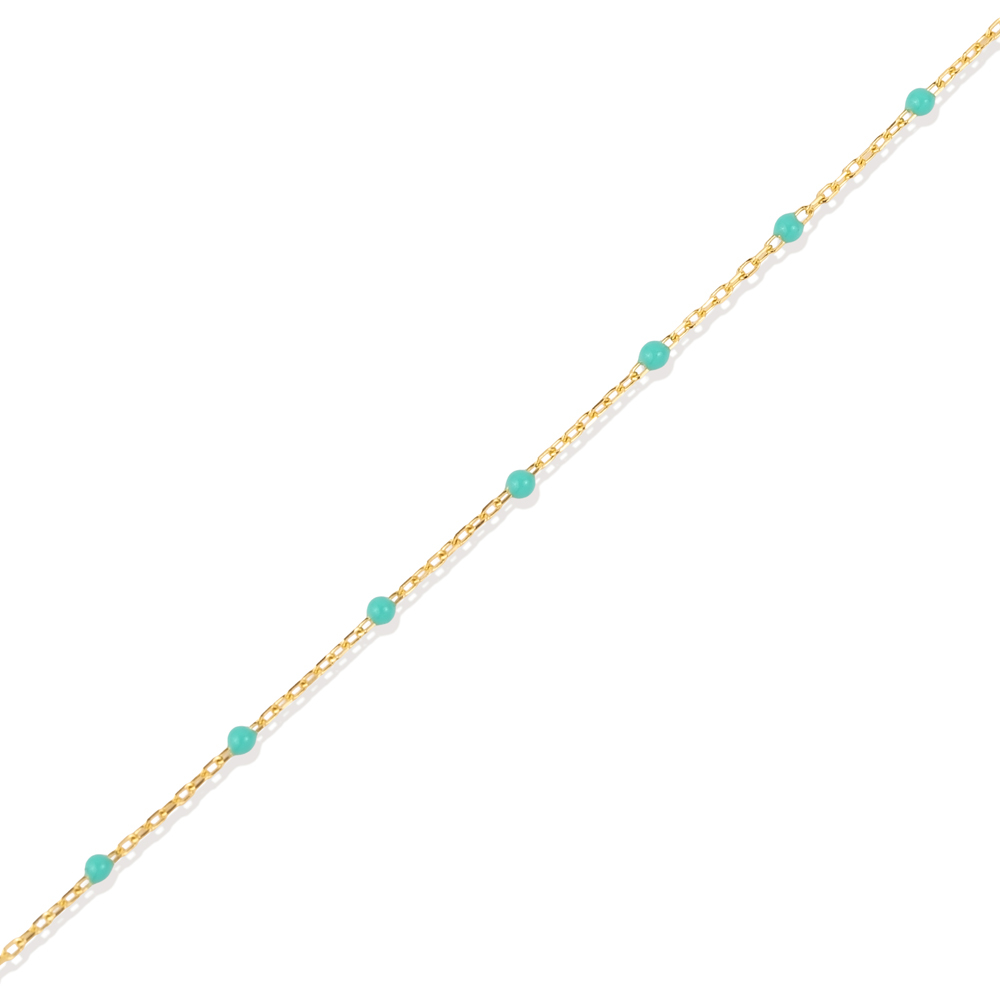 Mint Green Color Enamel 925 Chain Bracelet