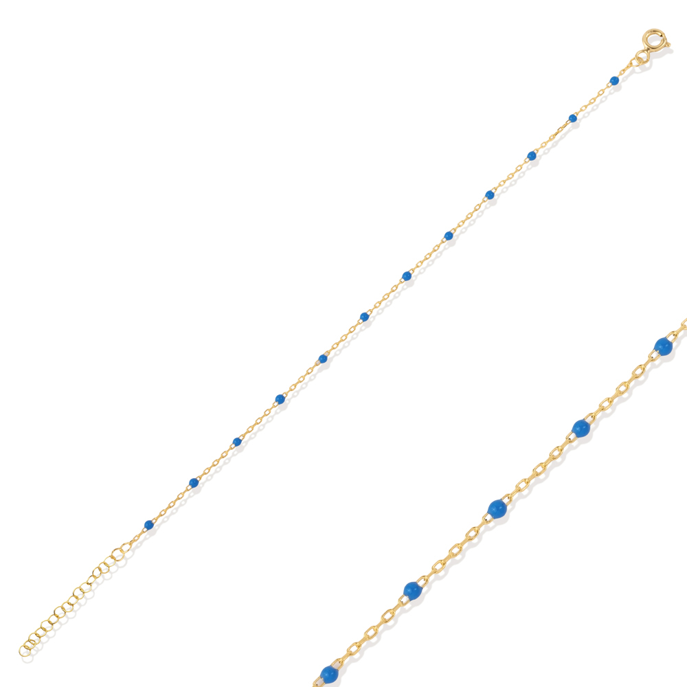 Blue Color Enamel 925 Chain Bracelet
