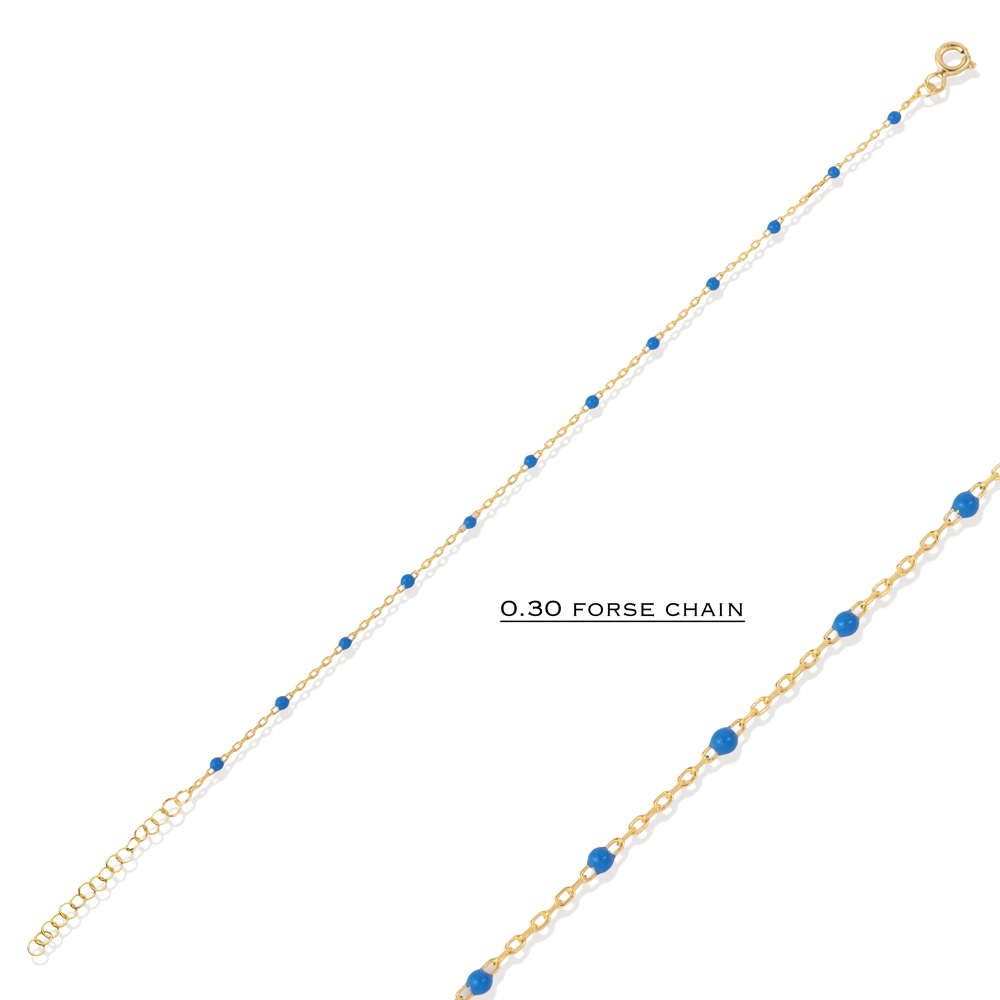 Blue Color Enamel 925 Chain Bracelet