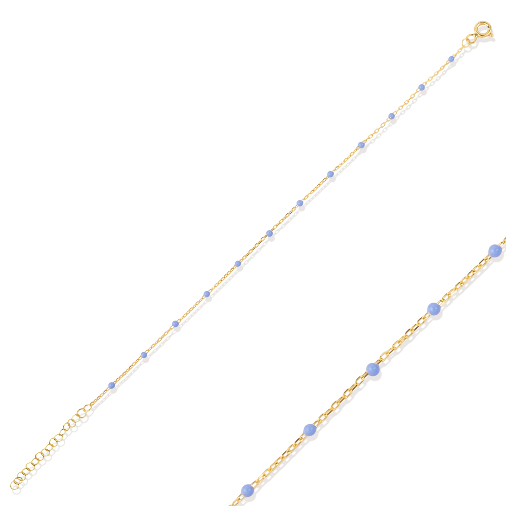 Light Purple Color Enamel 925 Chain Bracelet