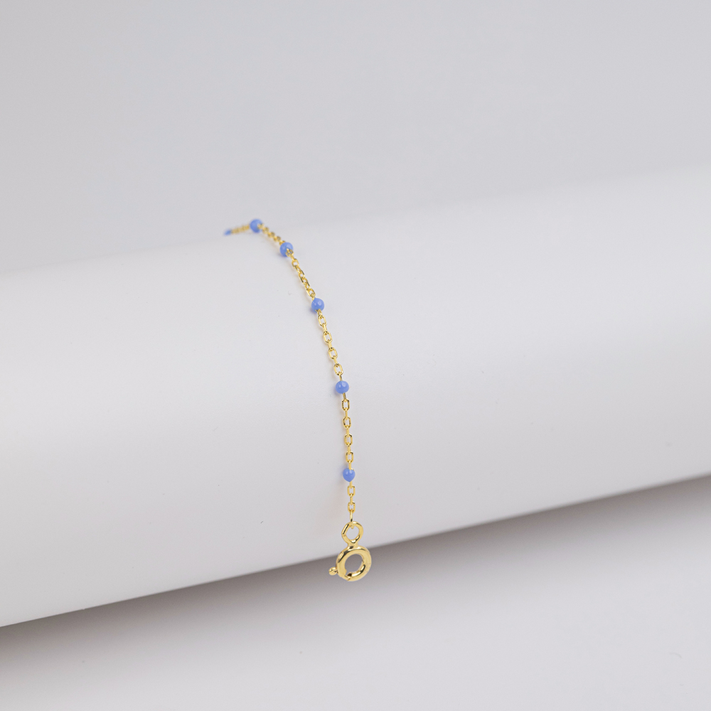 Light Purple Color Enamel 925 Chain Bracelet