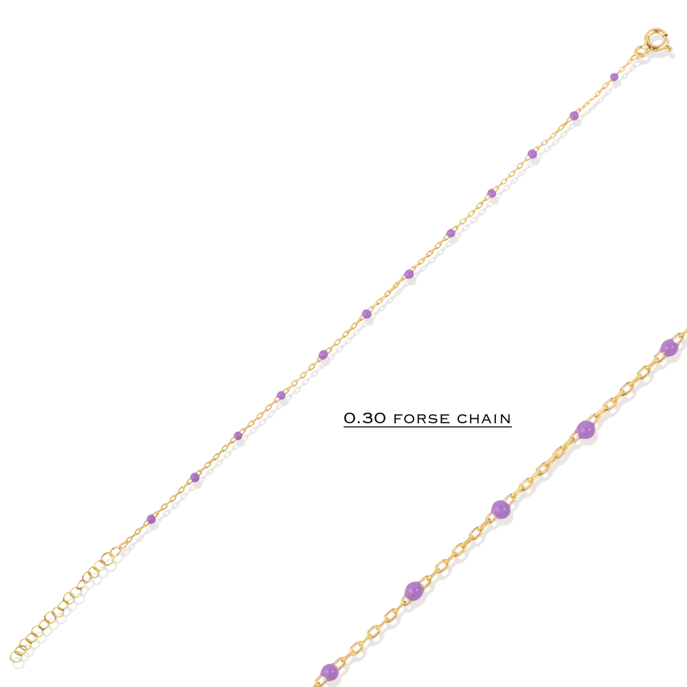 Purple Color Enamel 925 Chain Bracelet
