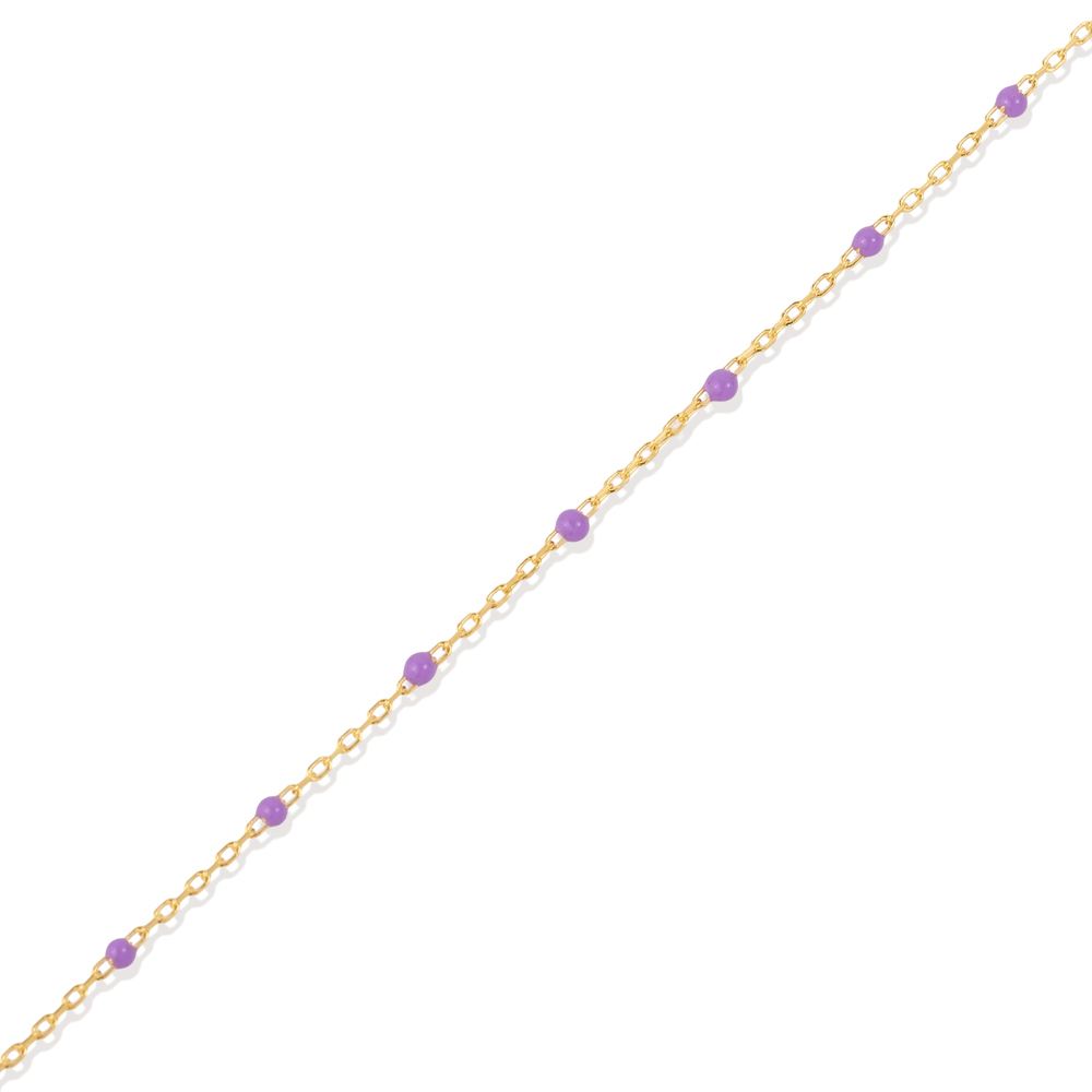Purple Color Enamel 925 Chain Bracelet